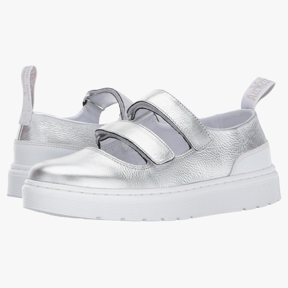 Dr. Martens Silver Mae Velcro Sneakers - Picture 1 of 11
